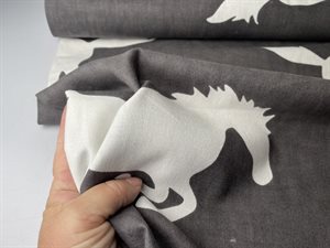 Canvas dekostof - smuk grå med store flotte heste